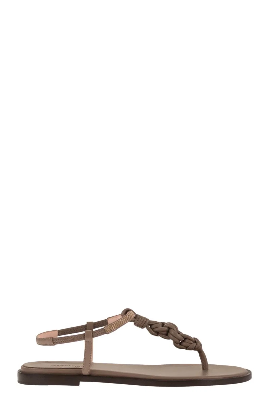 Leather Thong Sandals With Braided Detail