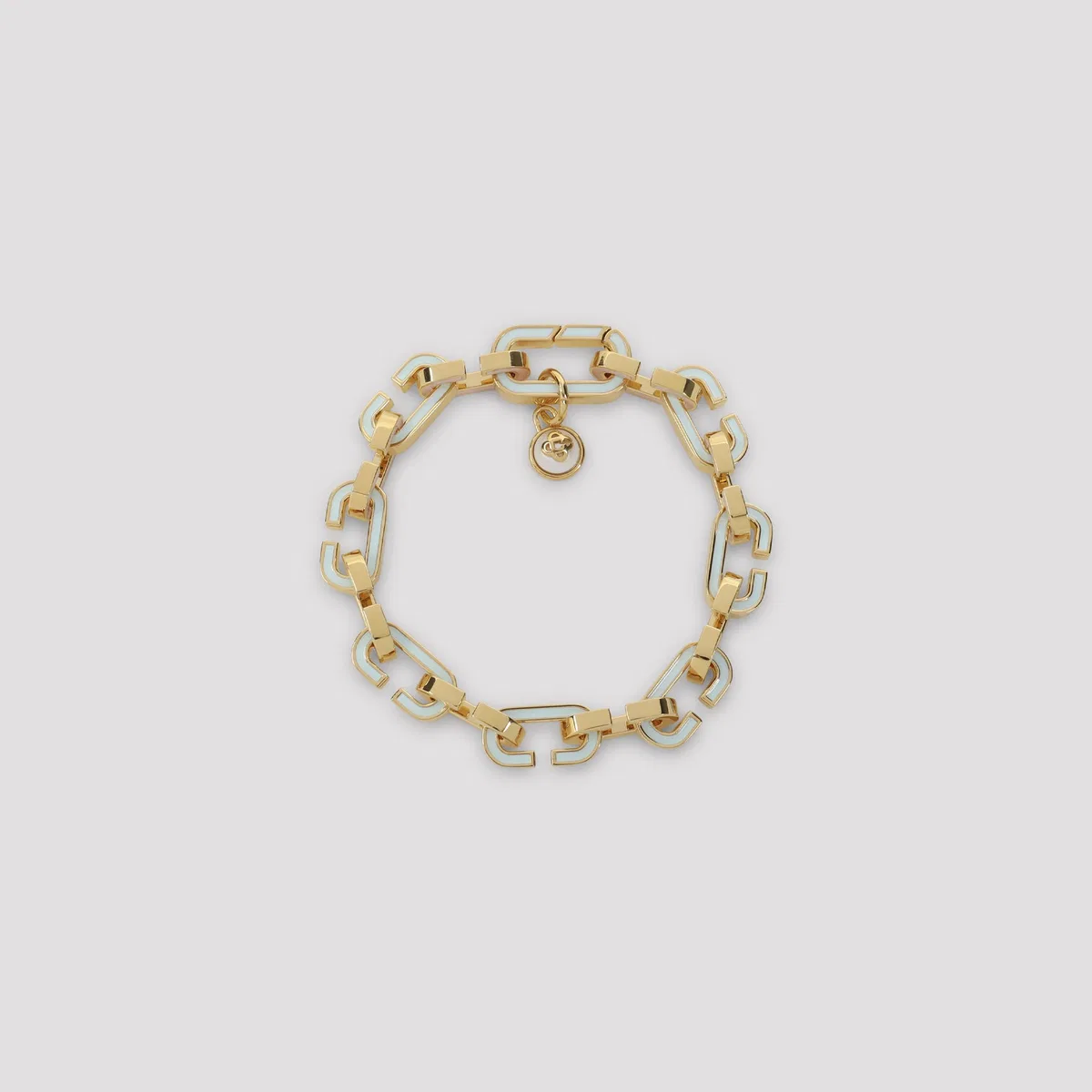 Pink And Light Blue Enamel C Link Brass Bracelet