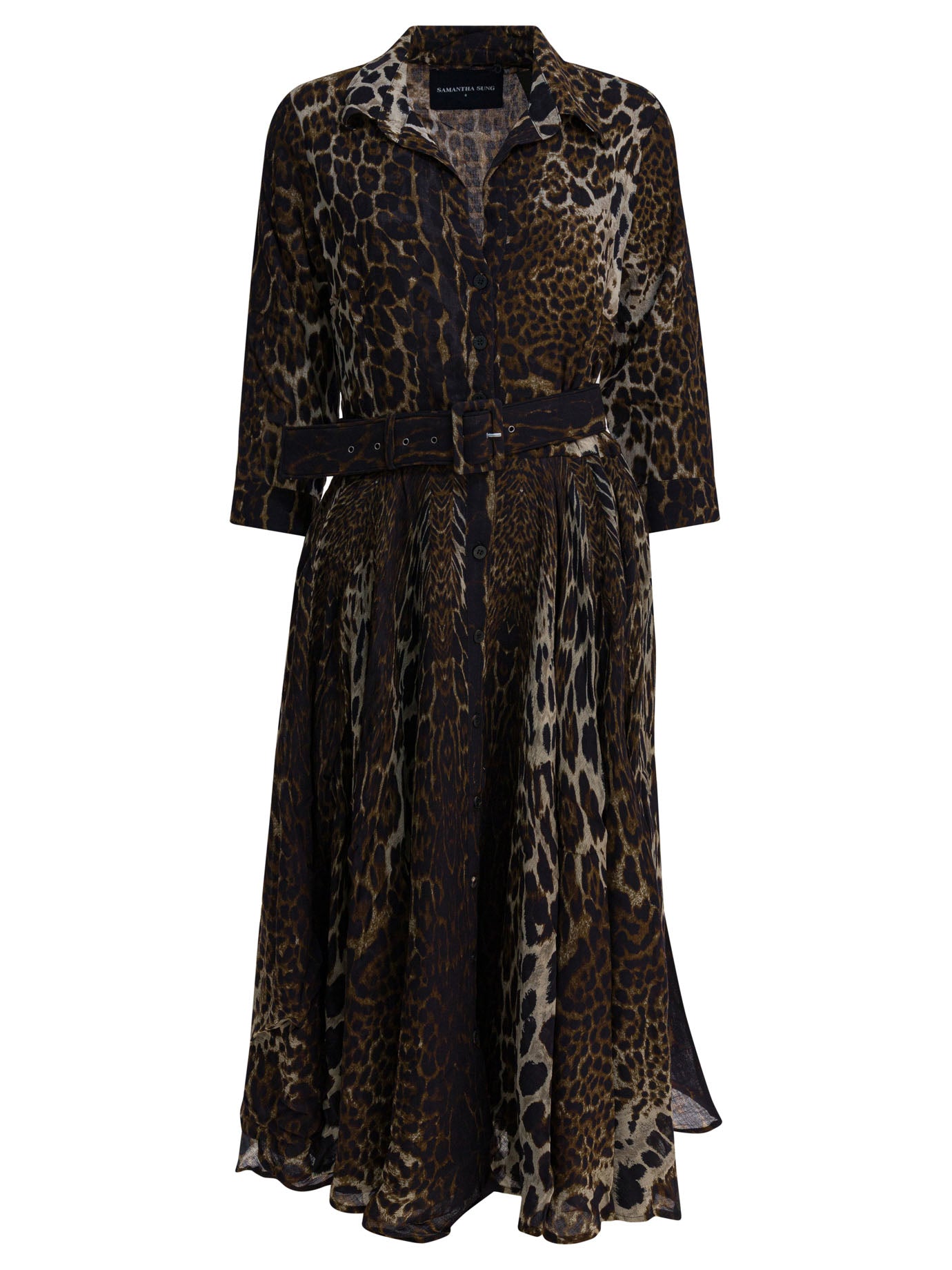Brown Leopard Print Wool Dress