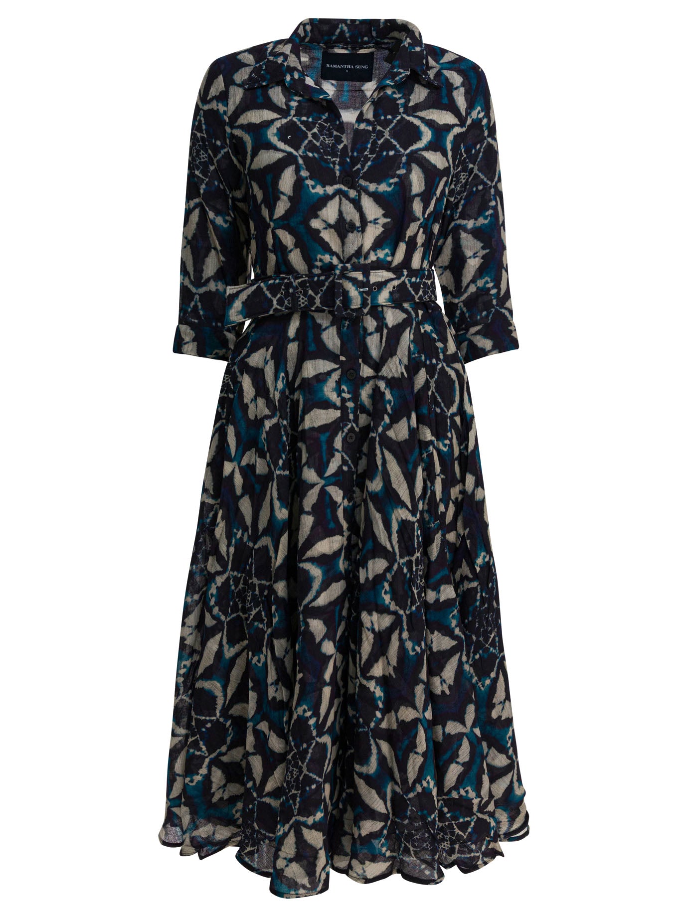 Blue Printed Wool Dress