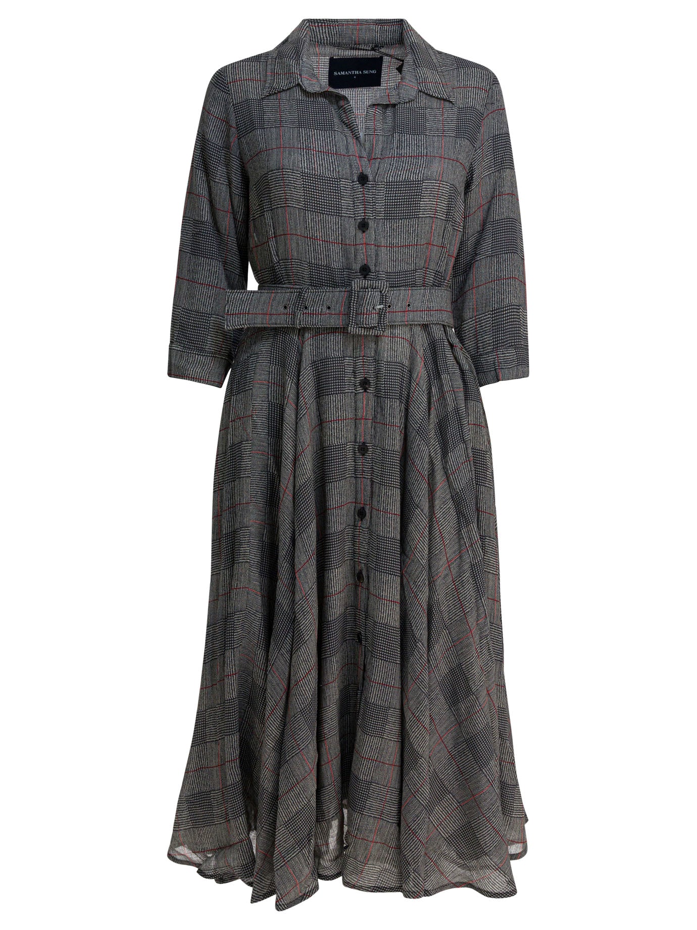 Grey Checkered Wool Dress