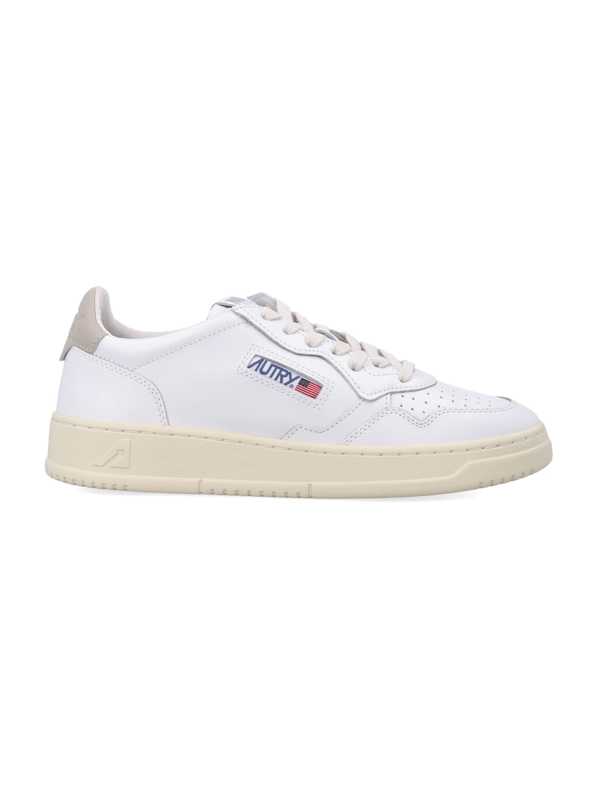 Medalist Low Leather Sneakers In White And Feather Grey