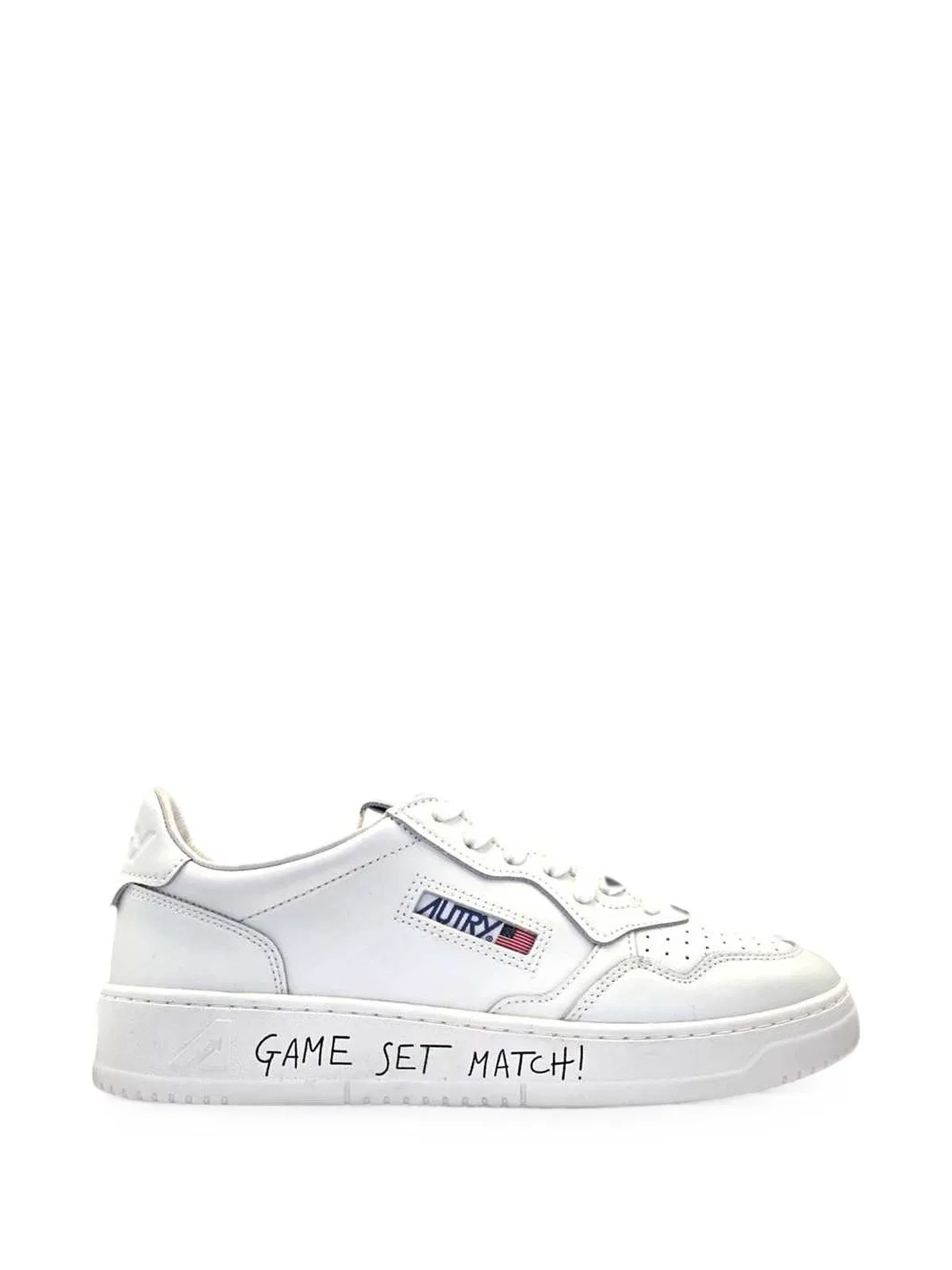 Medalist Slogan-Print Leather Sneakers
