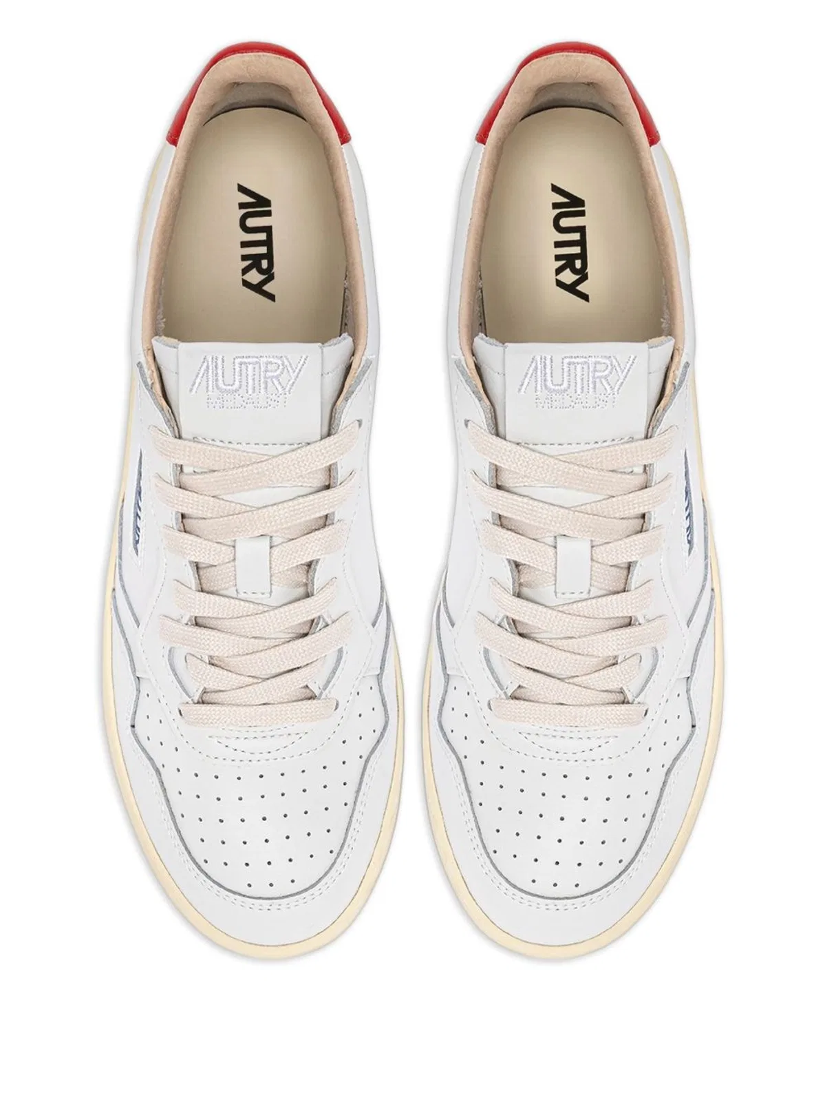 Autry White Leather Flats In White
