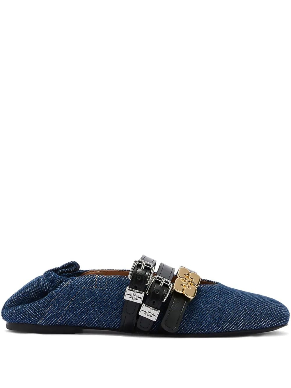 Denim Ballerina Gold Buckles