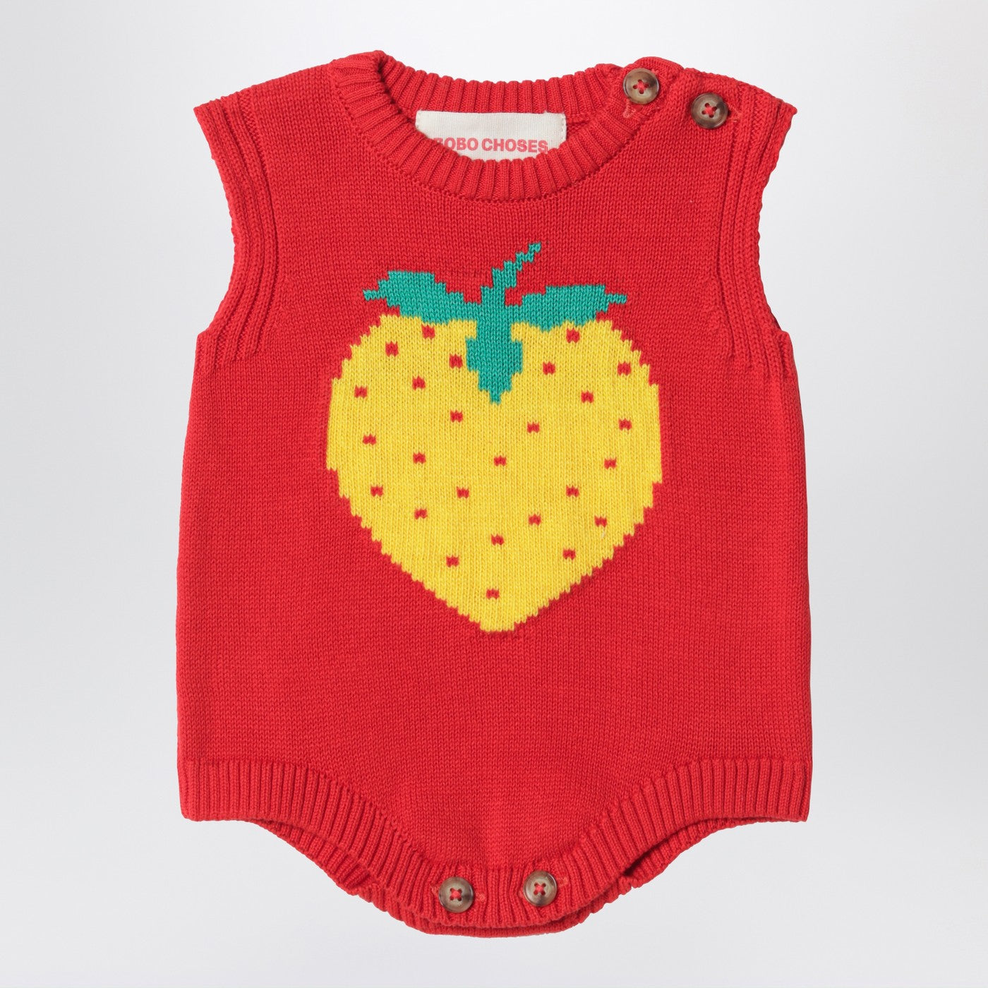 Strawberry Romper In Cotton Knit