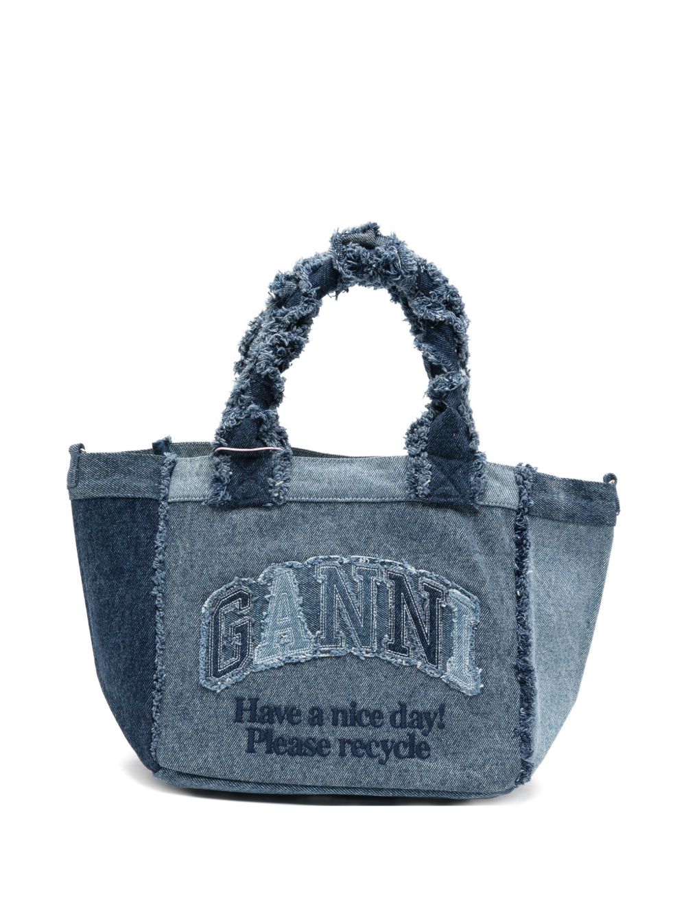 Small Trapeze Shopper Bag - - Cotton - Blue