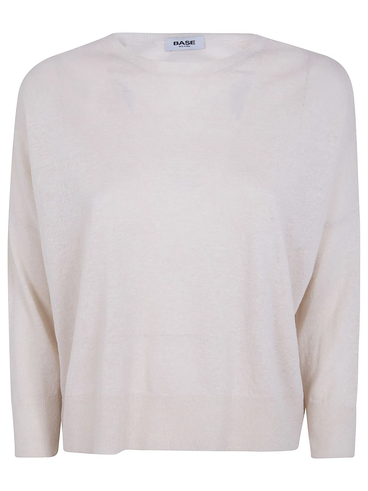 Base Milano Linen And Cotton Blend Sweater In Beige