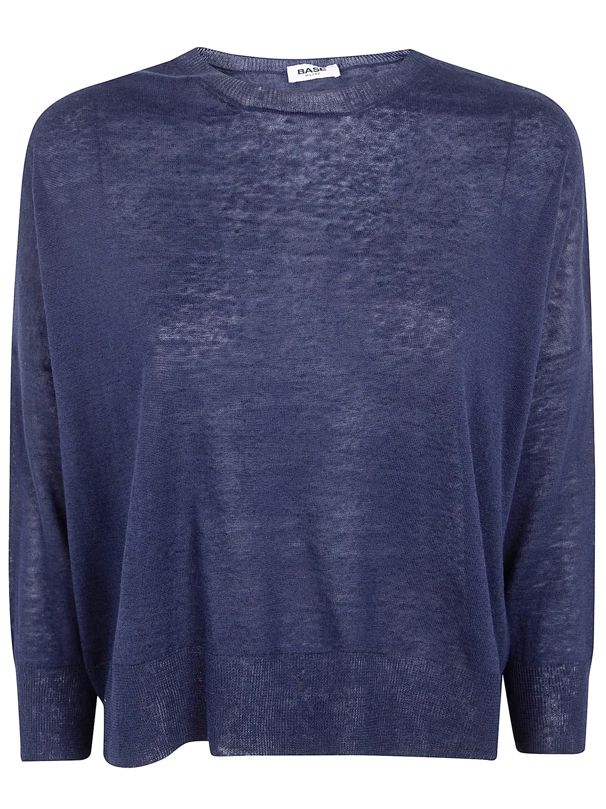 Base Milano Linen And Cotton Blend Sweater In Blue