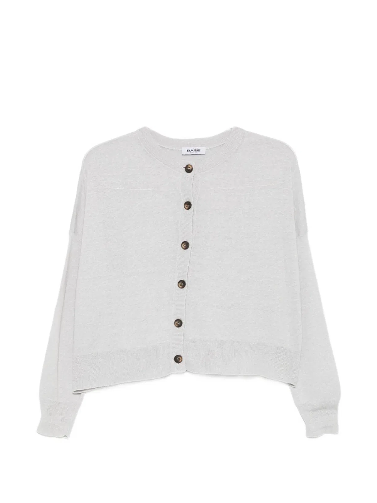 Base Milano Linen And Cotton Blend Cardigan In Gray
