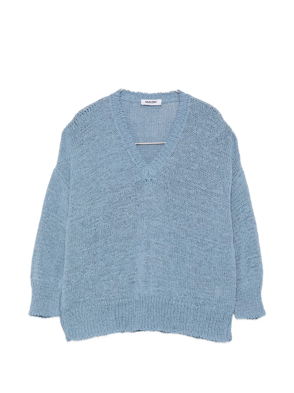 Base Milano Cotton Blend Sweater In Blue
