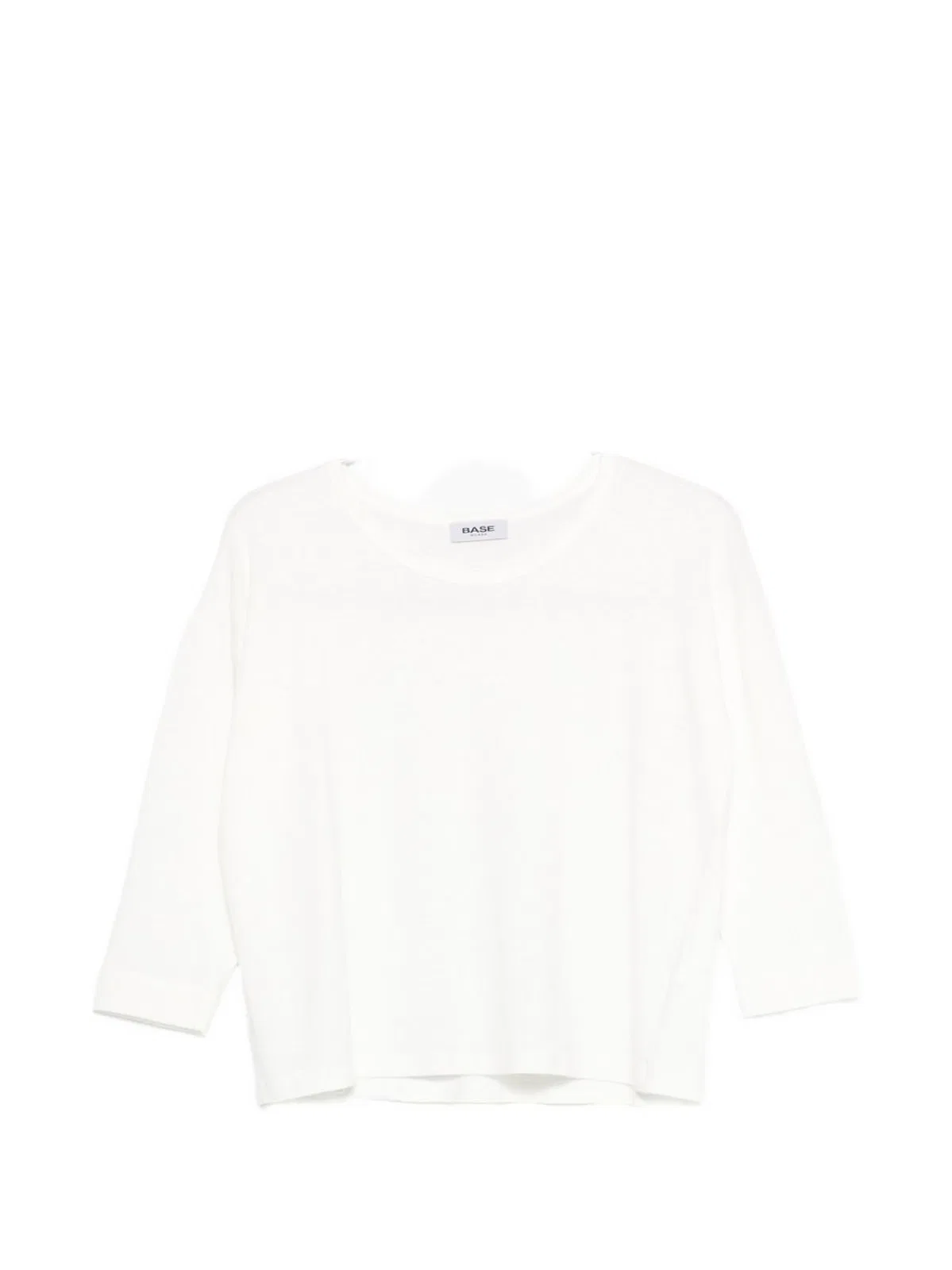 Base Milano Linen Crewneck Sweater In White