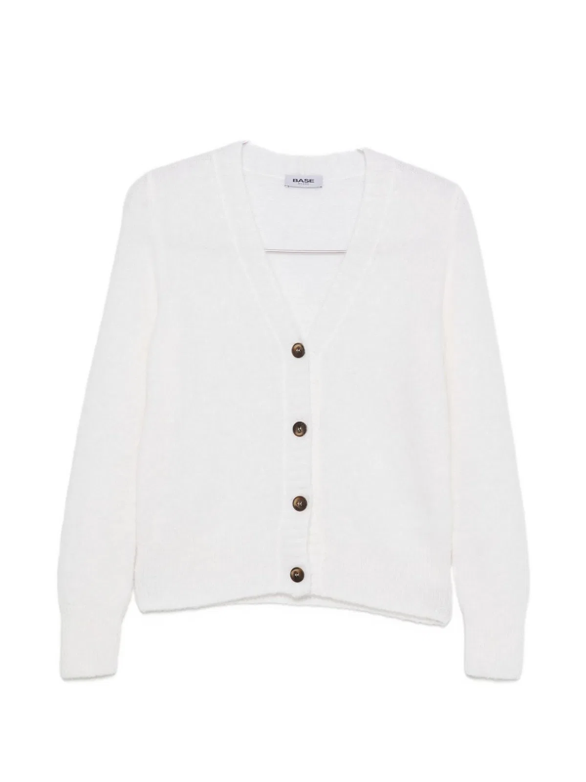Base Milano Wool V-necked Cardigan In White