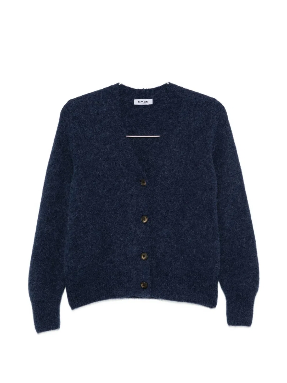 Base Milano Wool V-necked Cardigan In Navy