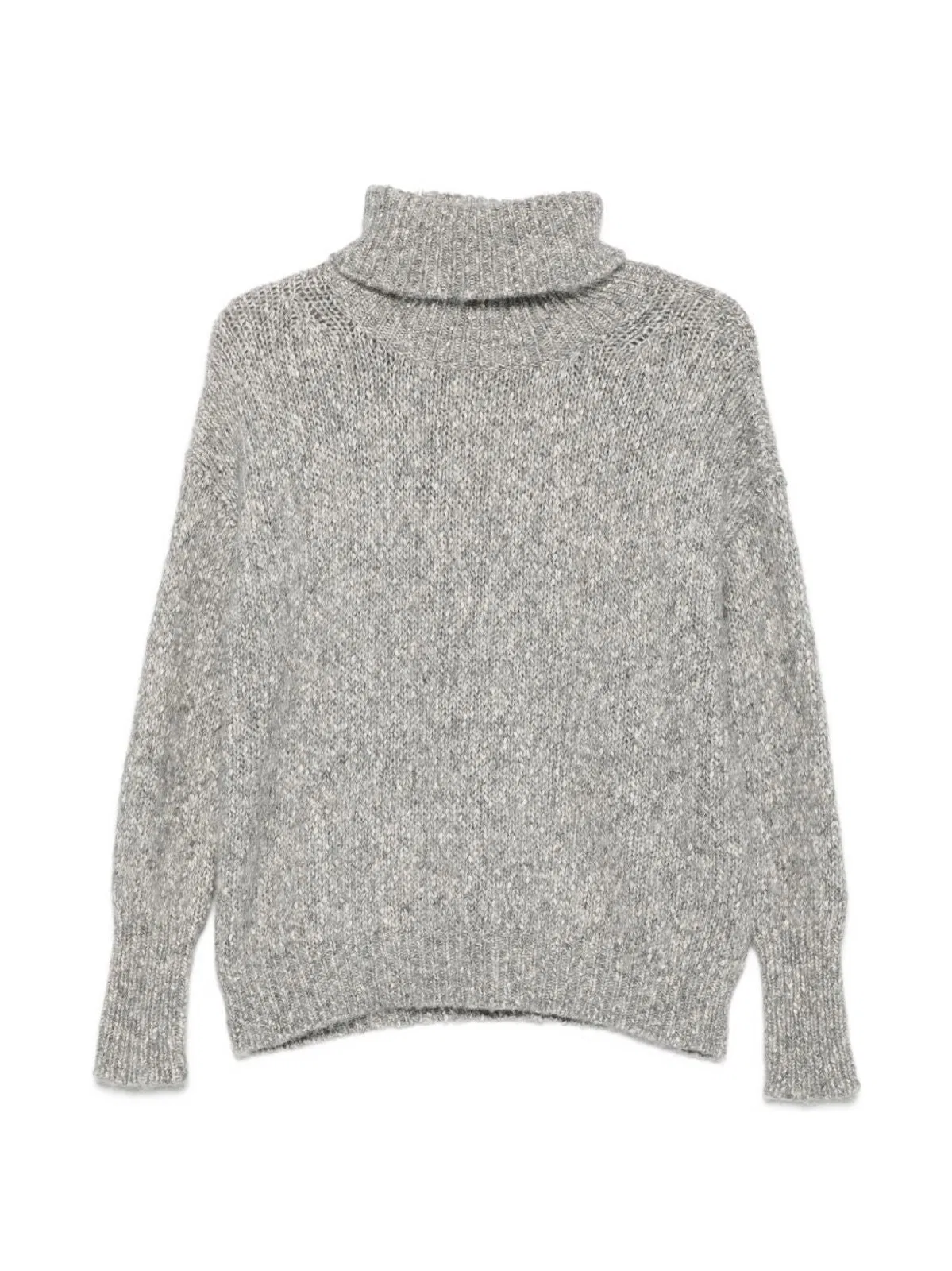 Base Milano Cotton And Wool Turtle-neck Sweater In Gray