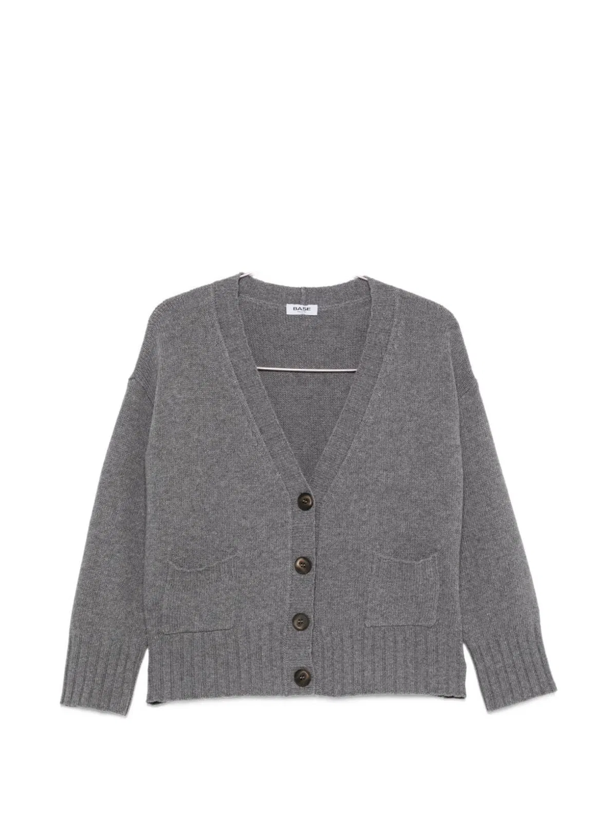 Base Milano Wool V-necked Cardigan In Gray