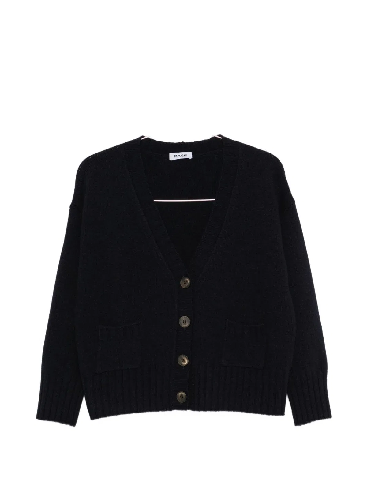 Base Milano Wool V-necked Cardigan In Navy