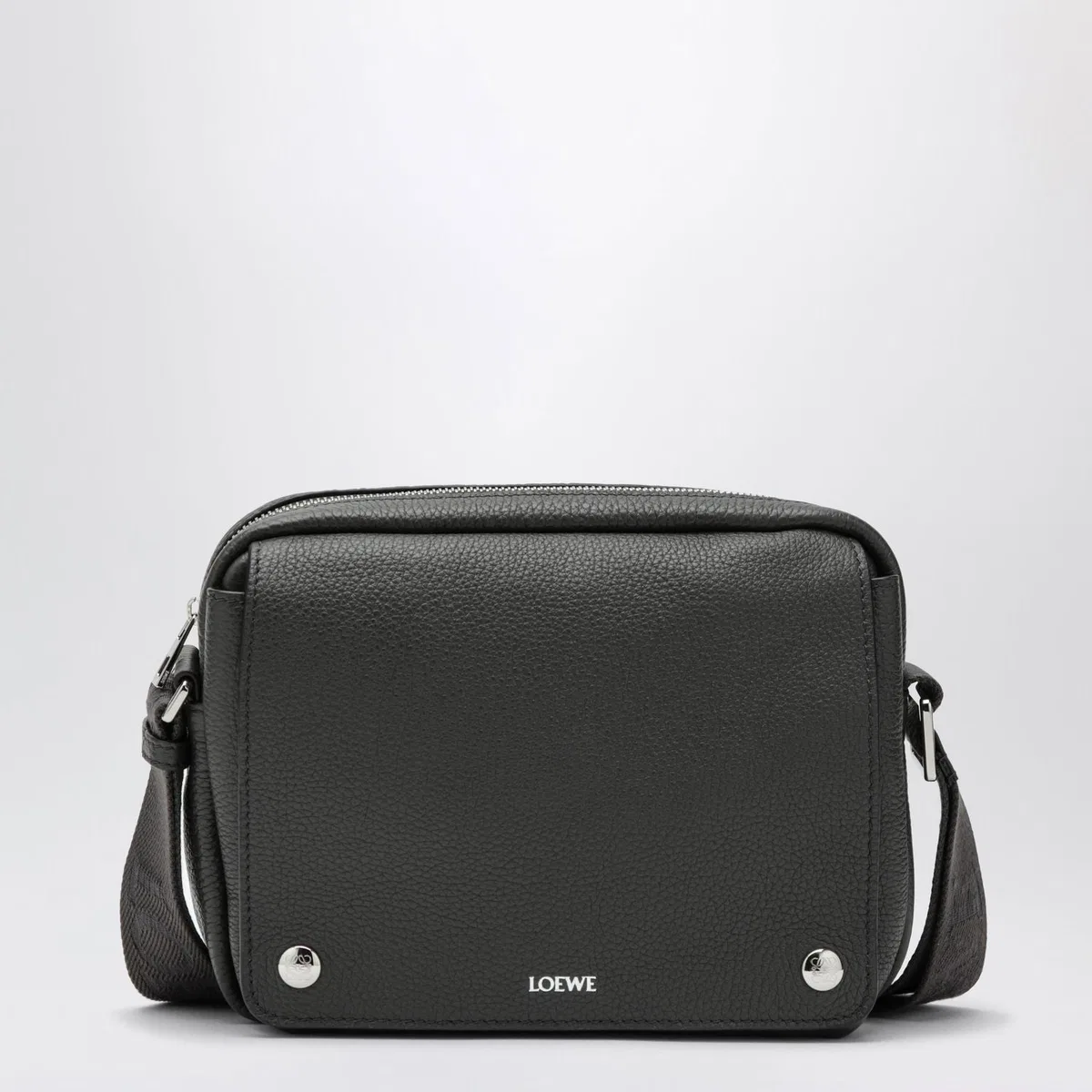 Dark Grey Leather Crossbody Bag