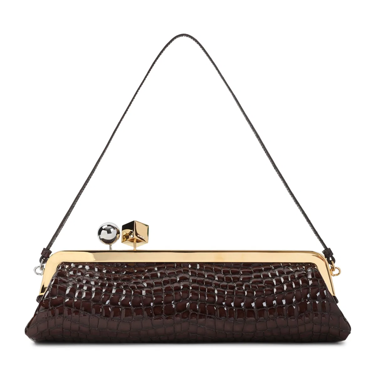 Salon Crocodile-Effect Clutch Bag