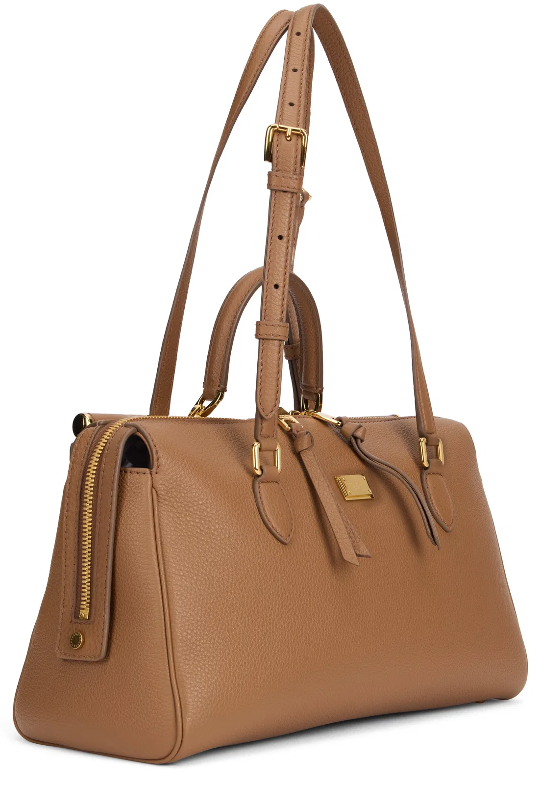 Dolce & Gabbana Leather Shoulder Bag Structured Texture Design In Brown
