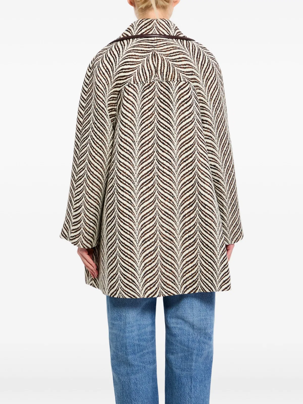 Valentino Patterned Button Coat In Neutral