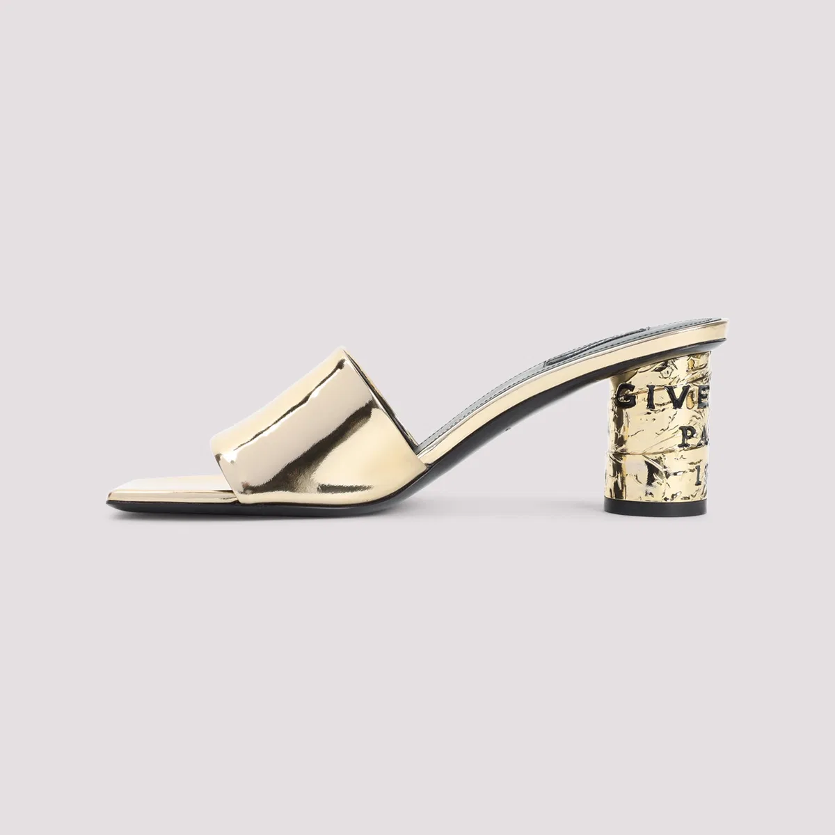 Givenchy Golden Calf Leather Mules In Multi