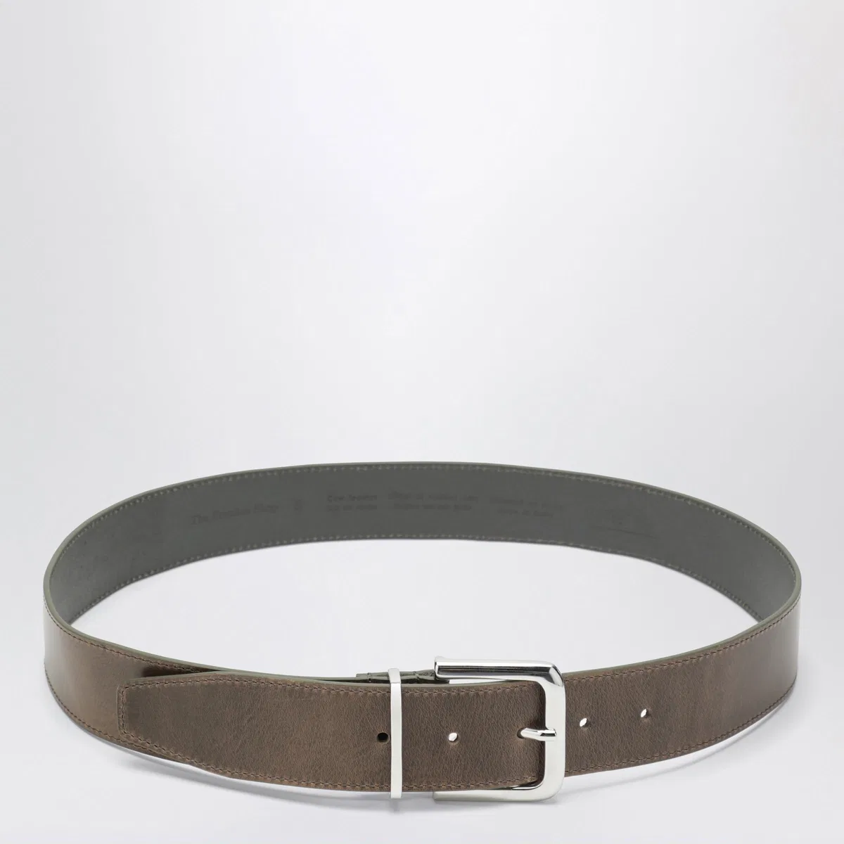 Sarno Belt In Smooth Olive Leather With Silver Buckle