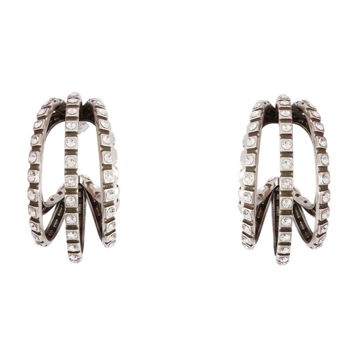 Large Hoop Earrings - - Metal - Silver-Plated