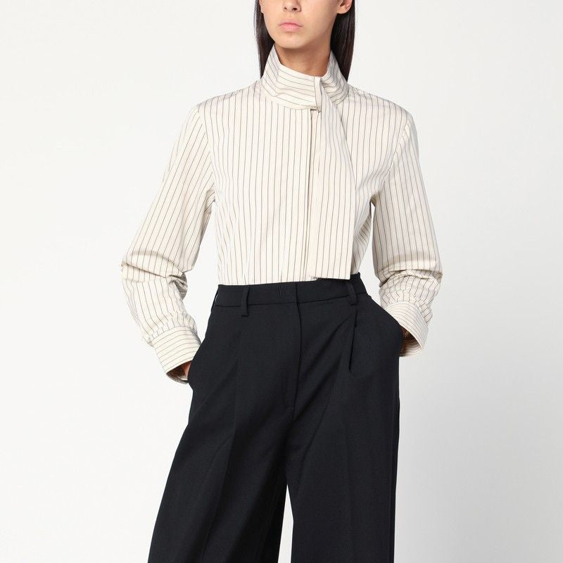 Striped Shirt With Scarf Collar
