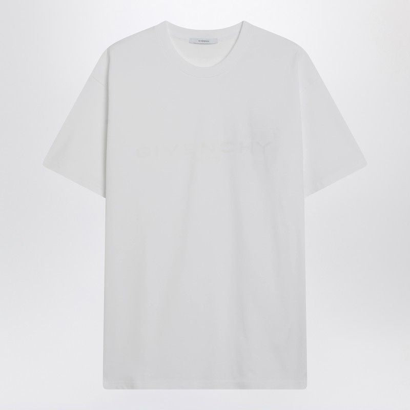 White Cotton And Silk Tshirt With Jacquard Logo