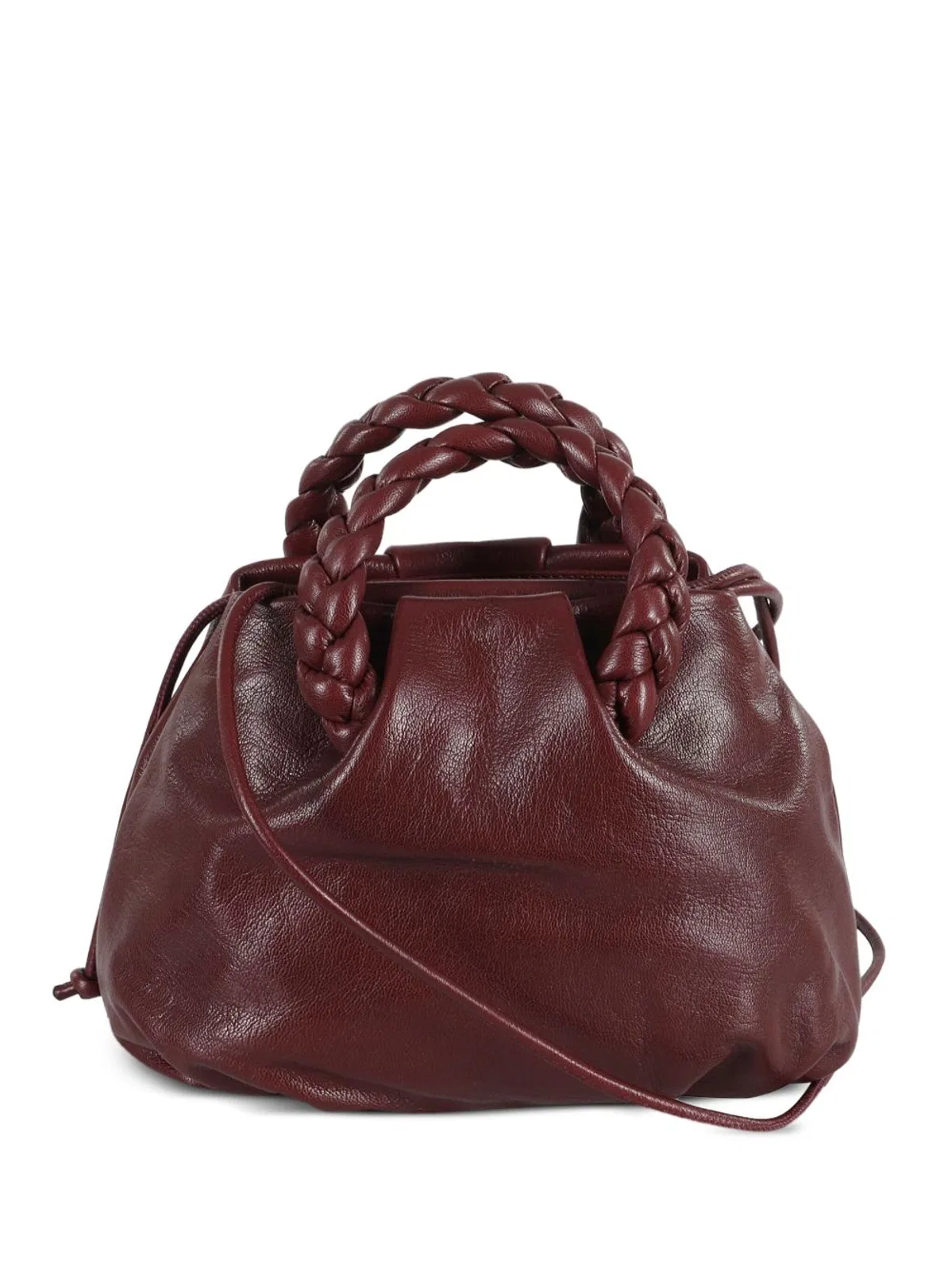 Hereu Bombon Medium Leather Handbag In Burgundy