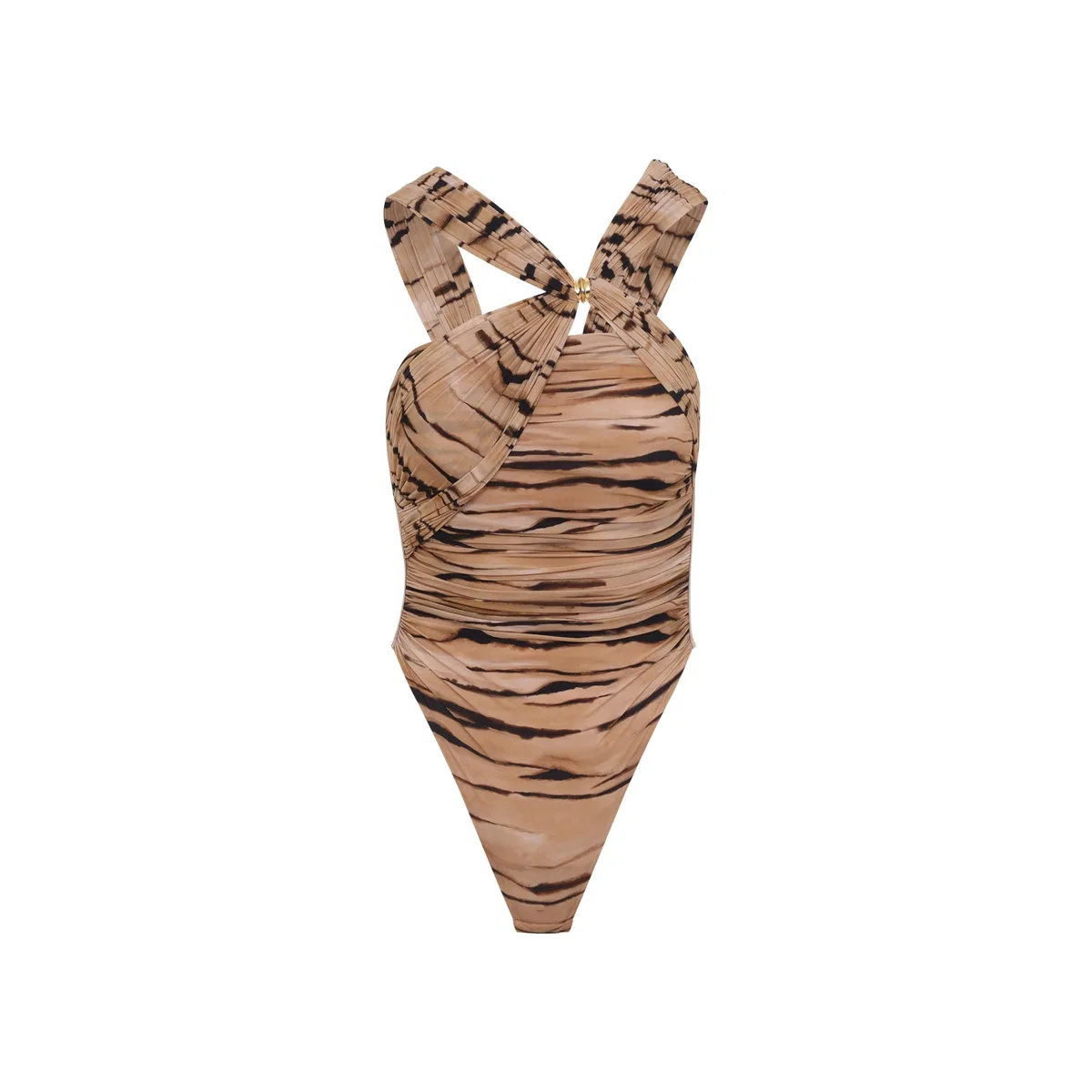 Elisabetta Franchi Camel Brown Tiger Print Body