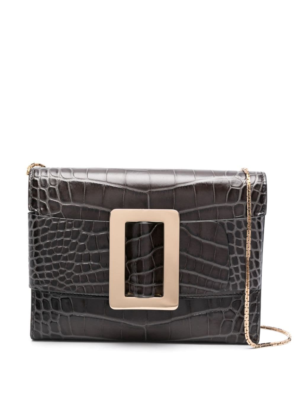 Buckle Travel Case Croco Embossed Leather Clutch Bag