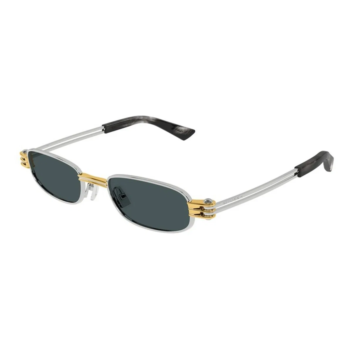 Silver-Silver-Blue Metal Sunglasses