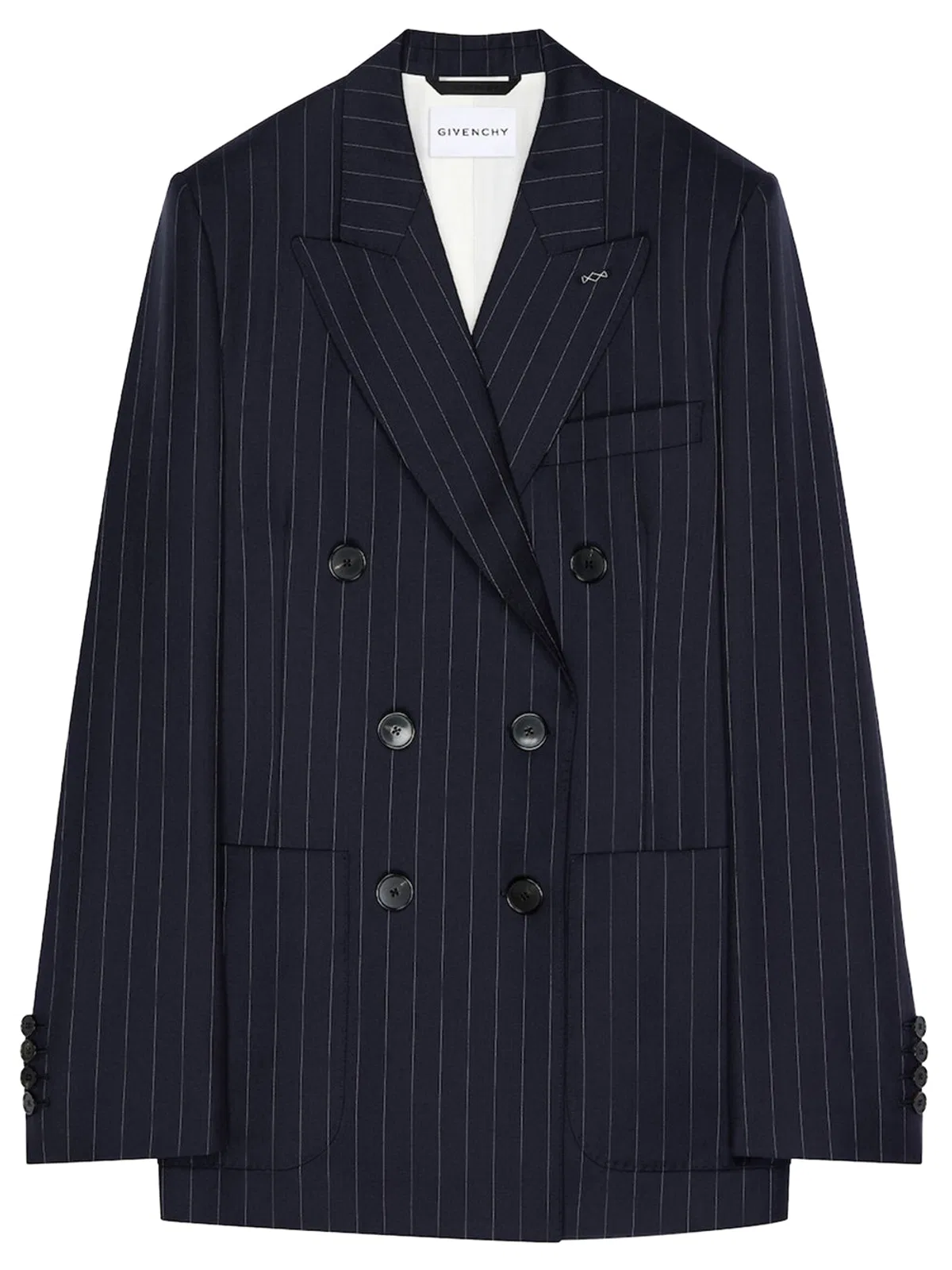 Givenchy Double Breasted Jacket With Pockets In Navy