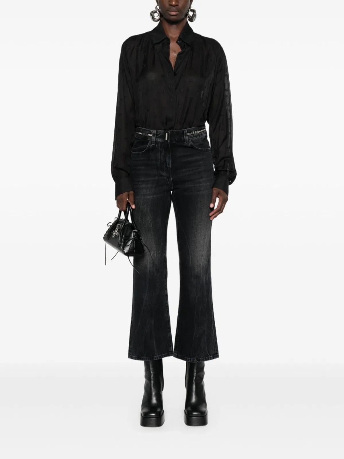 Givenchy Bootcut Jeans With Chain-link Detailing In Black