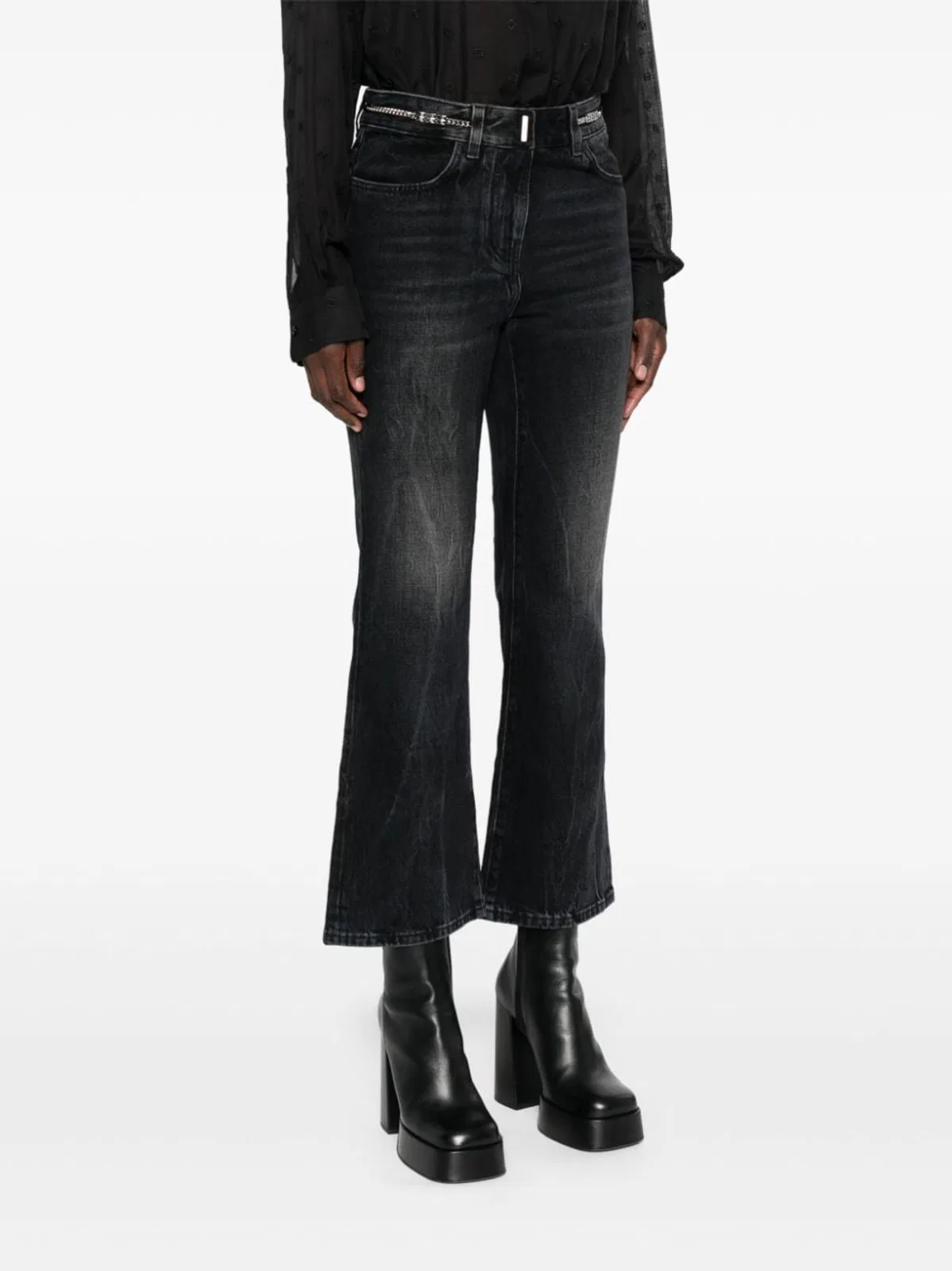 Givenchy Bootcut Jeans With Chain-link Detailing In Black