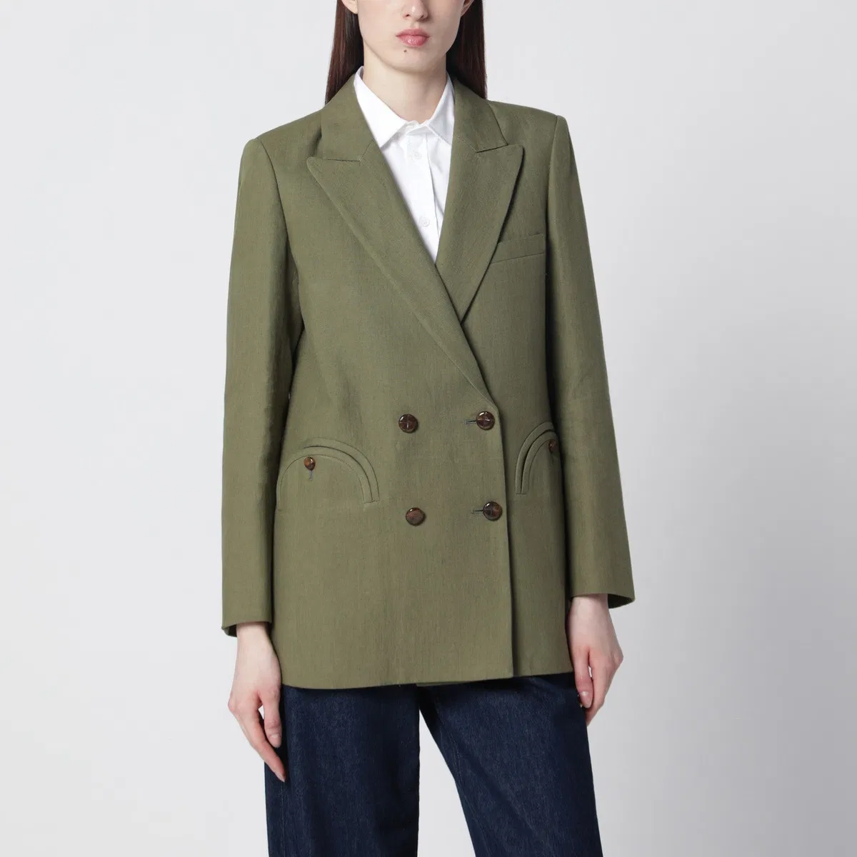 Blazé Milano Olive Green Double-Breasted Jacket