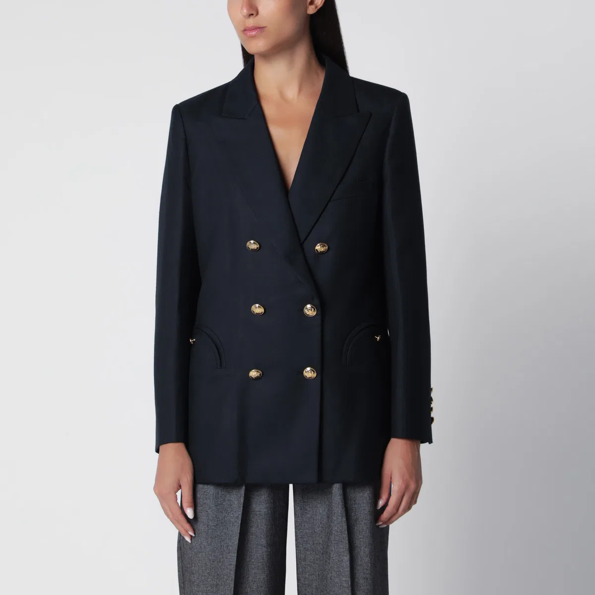 Blazé Milano Double-Breasted Navy Blue Wool Jacket