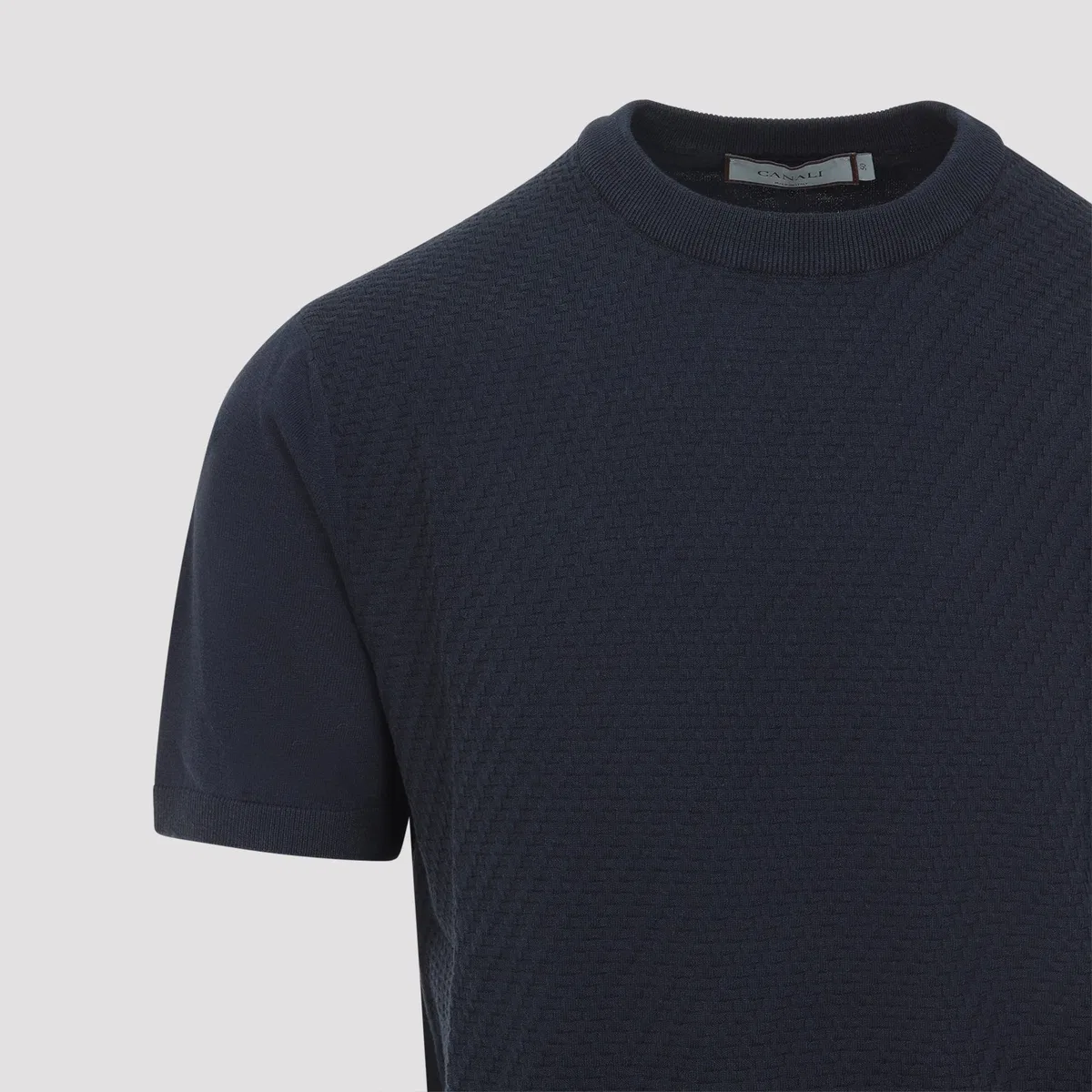 Canali Navy Blue Cotton T-shirt In Blue