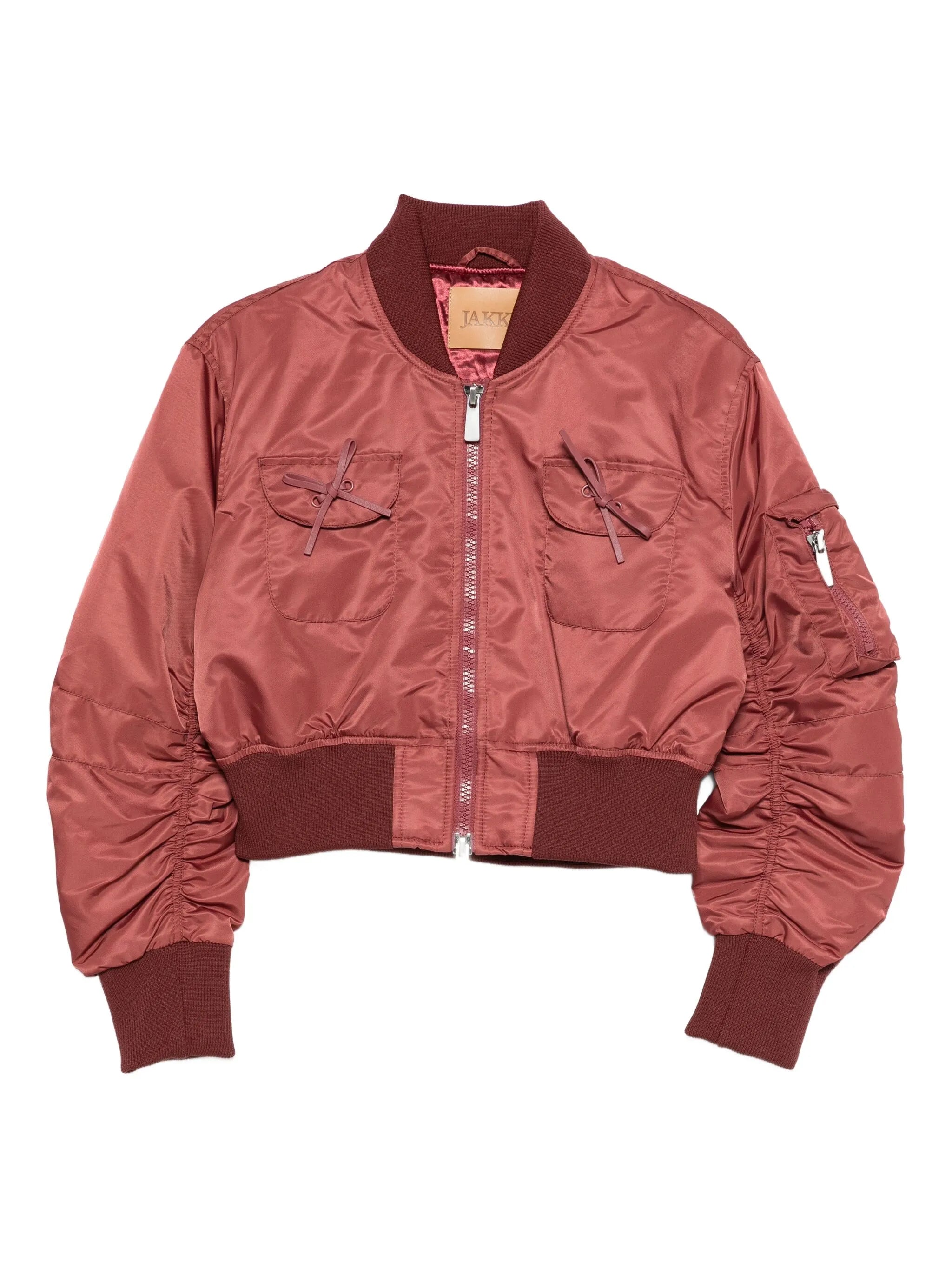 Burgundy Polyamide Bomber Jacket