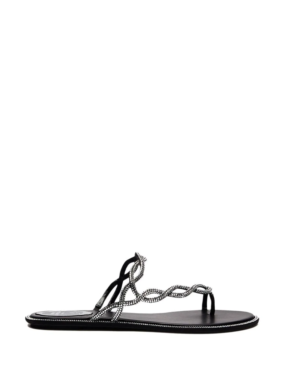 Rene Caovilla Black Flat Braid Sandal 10