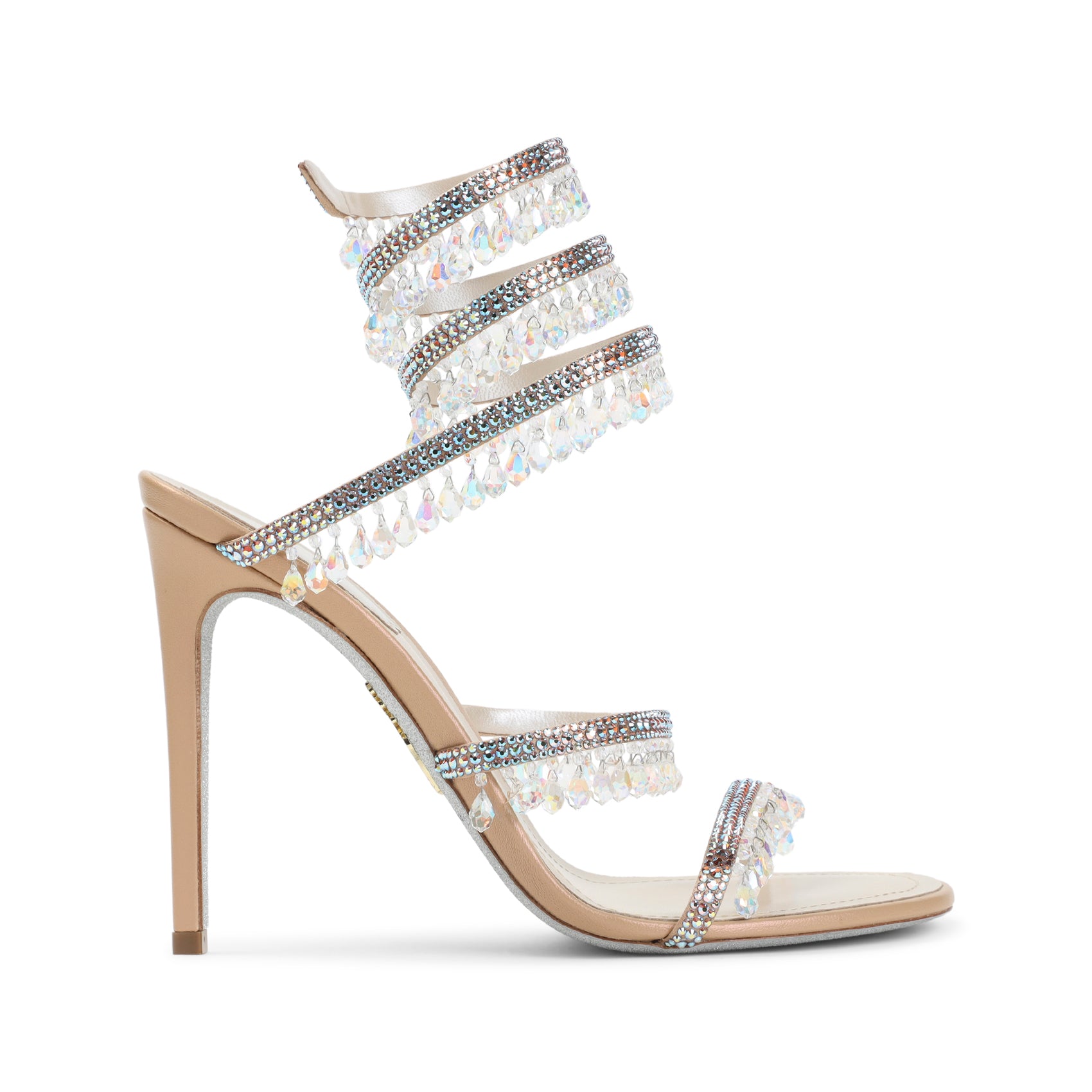 Beige Satin Chandelier High-Heel Sandal