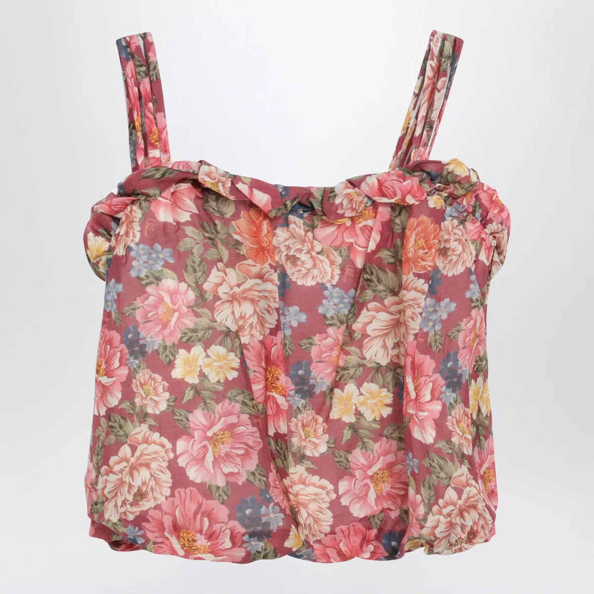 Cotton And Silk Floral-Pattern Top