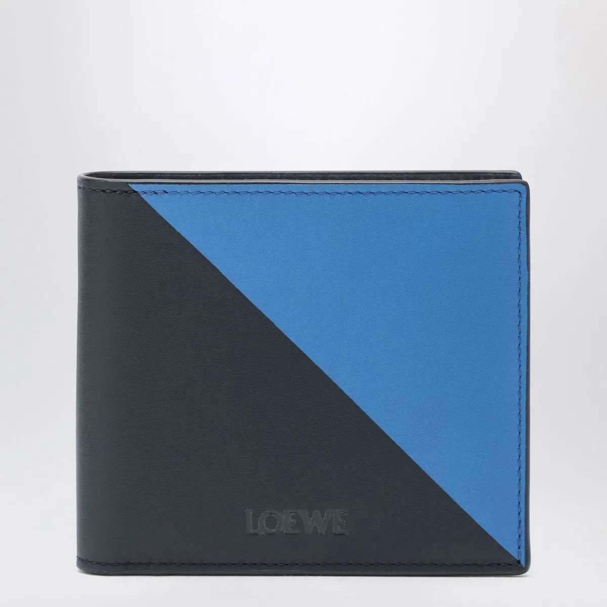 Flag Bifold Wallet In Deep Navy Blue / Royal Azure Leather