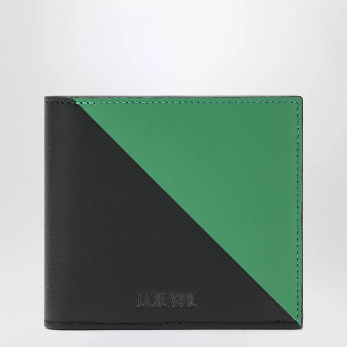 Flag Bifold Wallet With Coin Pocket In Black / Tropical Green Leather
