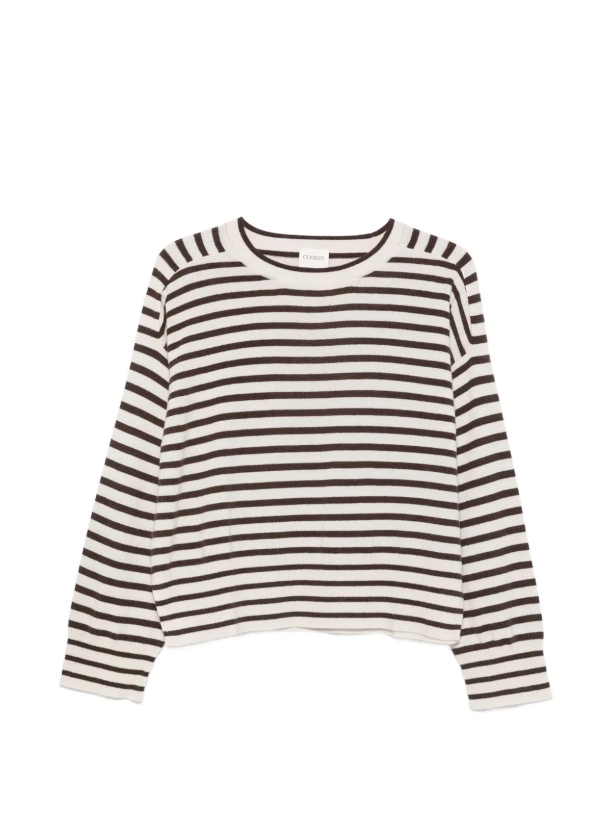 Closed Horizontal-stripe Long-sleeve T-shirt In Brown