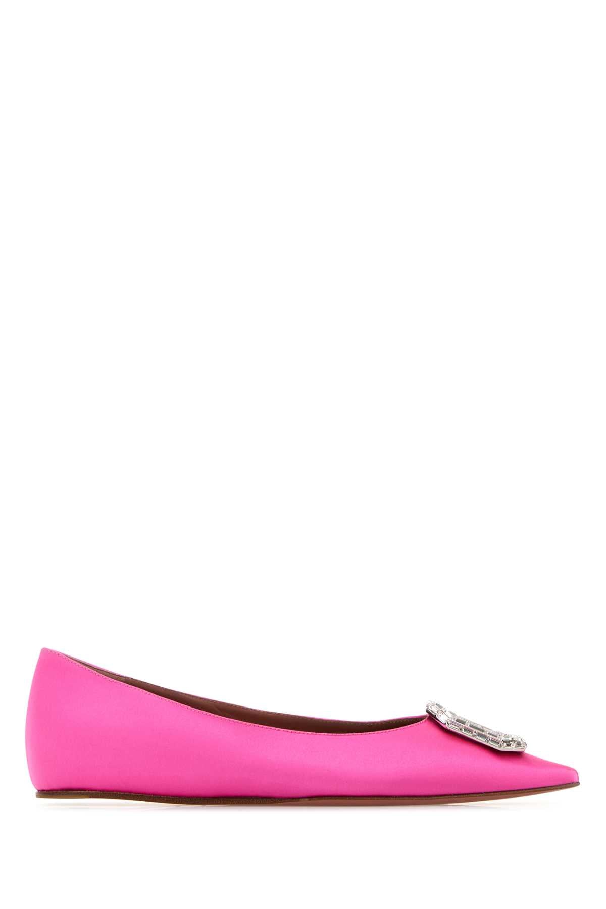 Fuchsia Satin Camelia Ballerinas