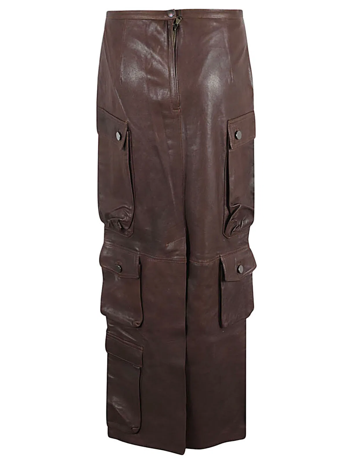 Leather Cargo Long Skirt