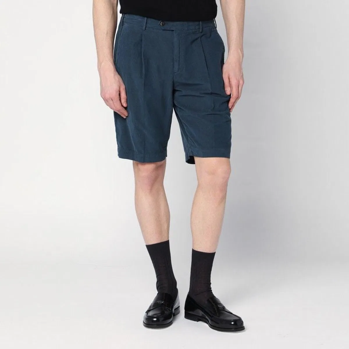 Blue Cotton Bermuda Shorts
